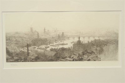 Lot 716 - William Lionel Wyllie RA, RBA, RI, RE, NEAC (1851-1931) "Blackfriars, London" Signed artist's...