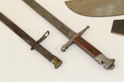 Lot 120 - Two Collins & Co. ''Legitimus'' Machetes, with paper labels and one leather scabbard; also, six...