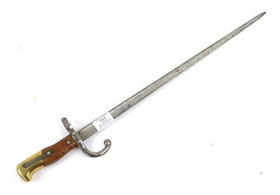 Lot 131 - A French Model 1874 Sword Bayonet, the back edge of the T section steel blade engraved Mrr. d'Armes