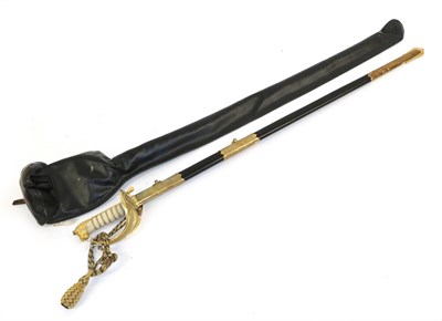 Lot 132 - An Elizabeth II 1827 Pattern Naval Officer's Sword, the 78cm single edge fullered steel blade...
