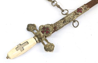 Lot 133 - An American Knight's Templar Fraternity Sword, the 77cm part gilt steel blade etched with...