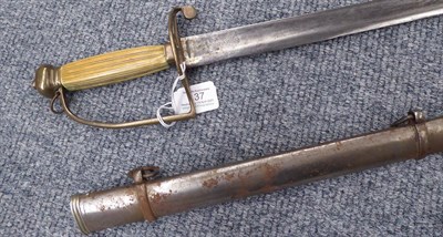 Lot 137 - A Georgian Spadroon, with plain 76cm single edge fullered steel blade, the brass hilt with...