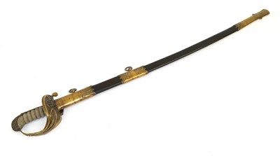 Lot 138 - An Unusual Naval Officer's Sword, possibly Colonial, the 84cm single edge fullered steel blade...