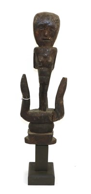 Lot 185 - A 20th Century Dyak Hampatung/Fertility Post, Borneo, with Janus carved figure of a man and...