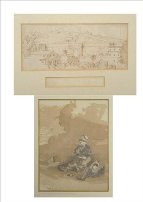 Lot 725 - Attributed to Sir Joshua Reynolds (1723-1792) Study of an Italian Villa Inscribed below the drawing