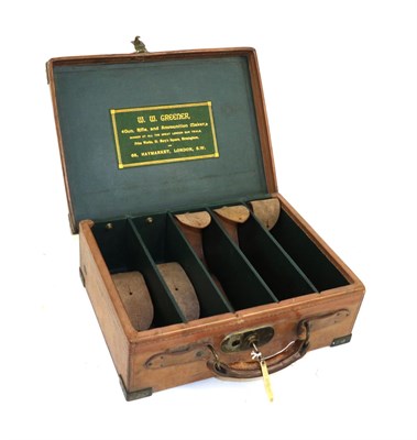 Lot 203 - An Early 20th Century Brass Bound Stitched Leather Cartridge Case by W W Greener, London, with...