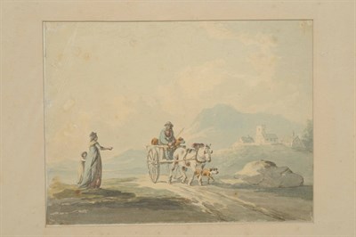 Lot 726 - Attributed to Peter la Cave (fl.1769-1810) Figure on a horse drawn cart, other figures nearby...