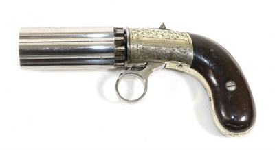 Lot 218 - A 19th Century J R Cooper's Patent Six Shot Percussion Pepperbox Revolver by R Jones, with...