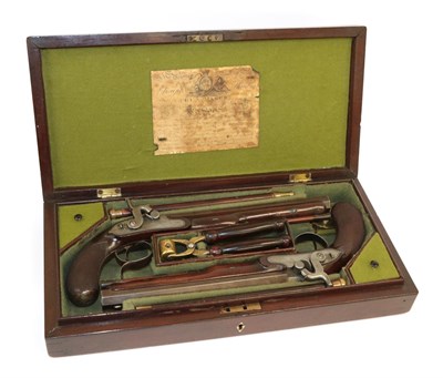 Lot 220 - A Pair of 19th Century Duelling/Officer's Pistols by Joseph Manton of London, 30 bore, with...