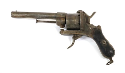 Lot 224 - A 19th Century Belgian Pinfire Six Shot Revolver, wiht 14cm round barrel, plain cylinder,...