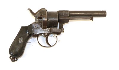 Lot 225 - A 19th Century Belgian Pinfire Six Shot Revolver, with traces of original blued finish, 12cm...