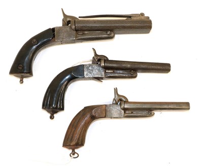 Lot 227 - A 19th Century Continental Side by Side Double Barrel Pinfire Travelling Pistol, with 14cm...