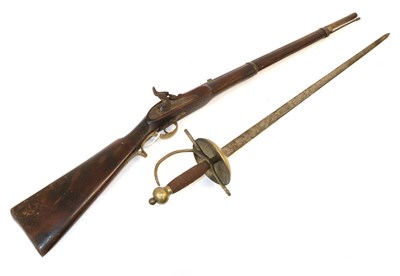 Lot 248 - A 19th Century Percussion Two Band Rifle, .500 calibre, the 79.5cm steel barrel with cut-out...