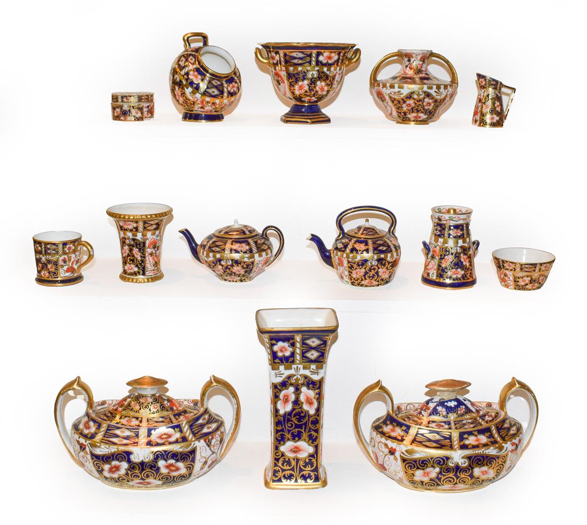 Lot 2 - Fifteen Royal Crown Derby Imari items comprising a pair of covered twin-handled vases, two...