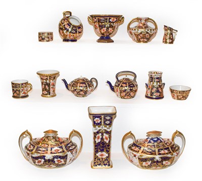 Lot 2 - Fifteen Royal Crown Derby Imari items comprising a pair of covered twin-handled vases, two...