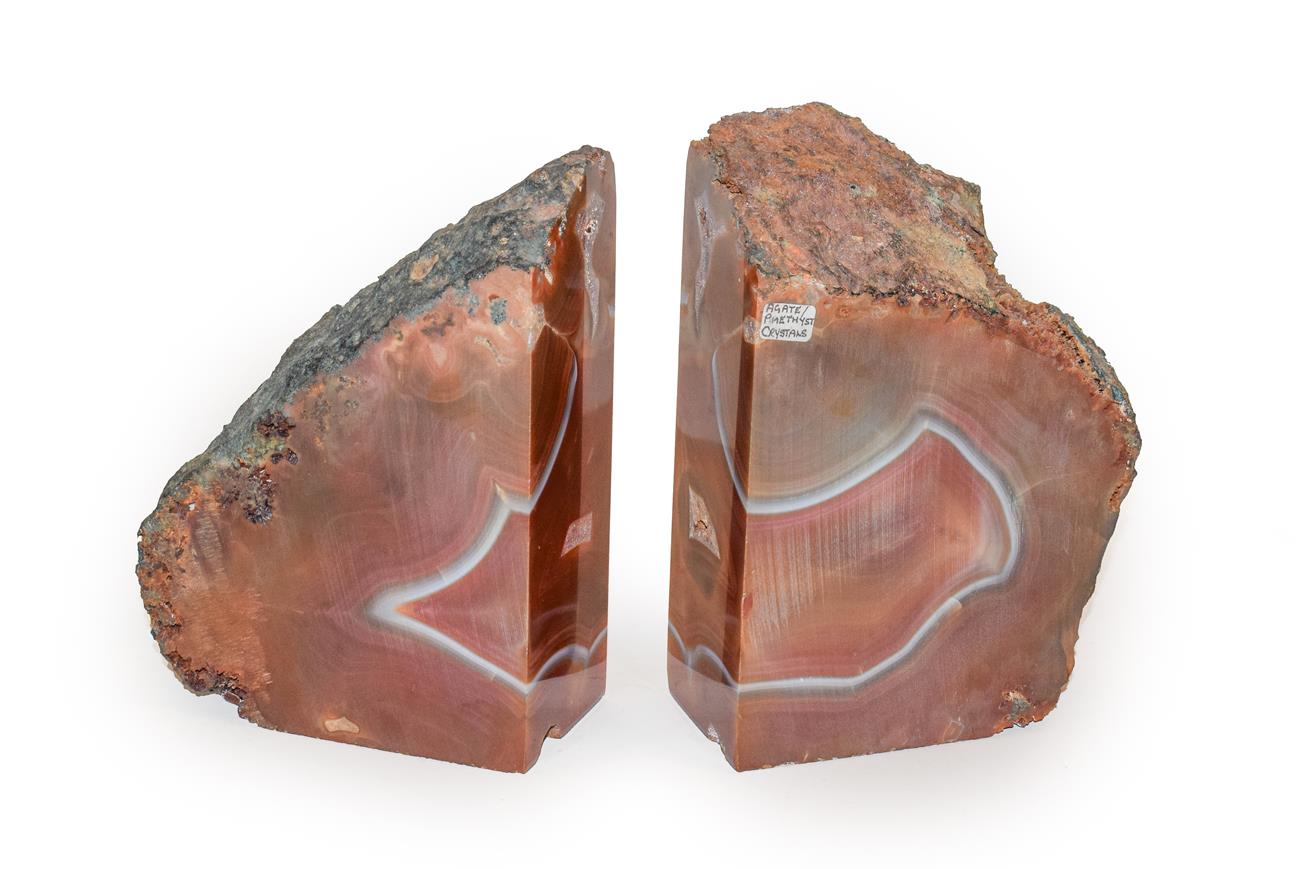 Lot 17 - A pair of Agate book ends, 18cm high