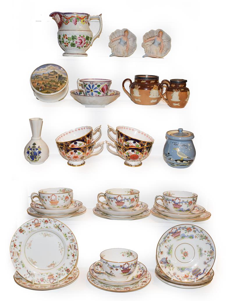 Lot 24 - Royal Worcester chinoiserie decorated tea wares comprising six side plates, seven saucers and...