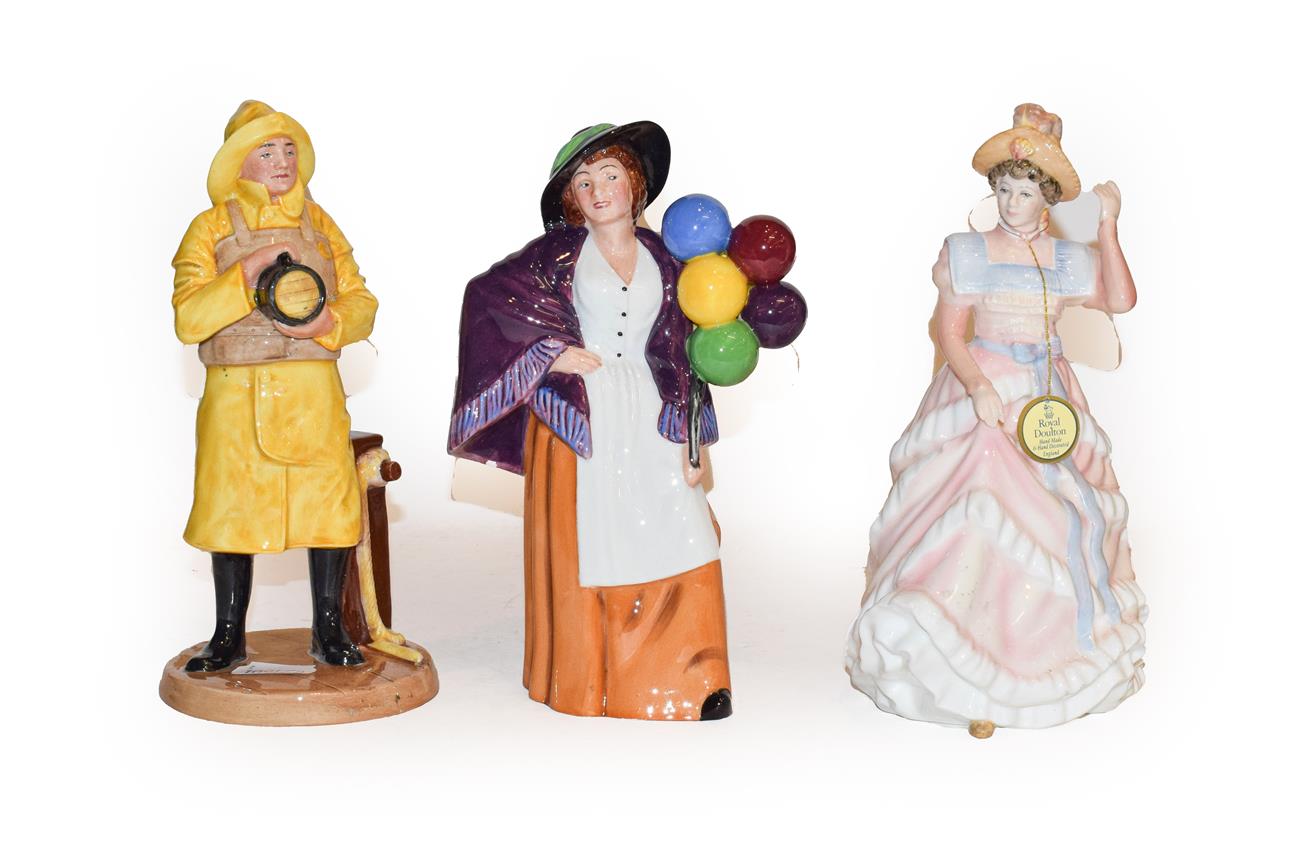 Lot 29 - Three Doulton figures, Lifeboat Man, Balloon Lady and Sharon, boxed