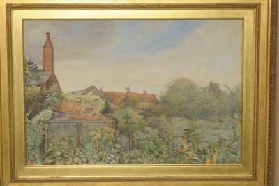 Lot 738 - Attributed to Frederick Walter Lee (1863-1948) Garden scene with sunflowers and other blooms Signed