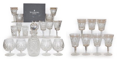 Lot 69 - Two trays of Waterford crystal including a decanter, four brandy glasses, pair of boxed whisky...