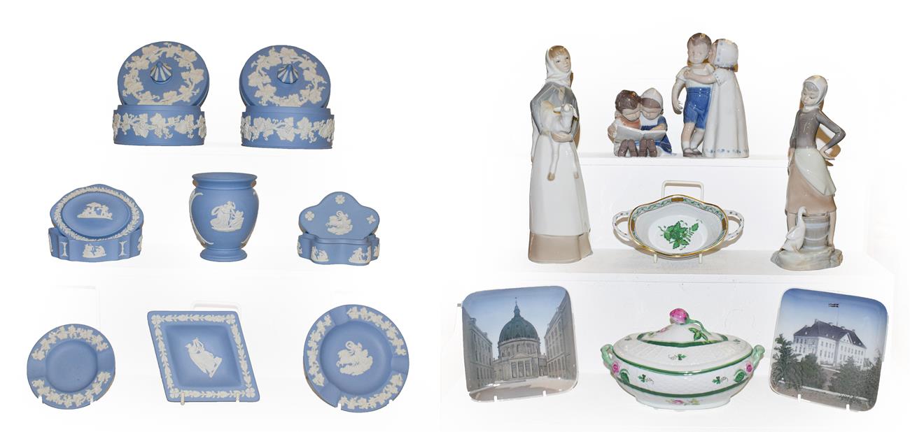 Lot 70 - Two trays of ceramics including Royal Copenhagen Bing & Grondahl figures, Lladro figures,...