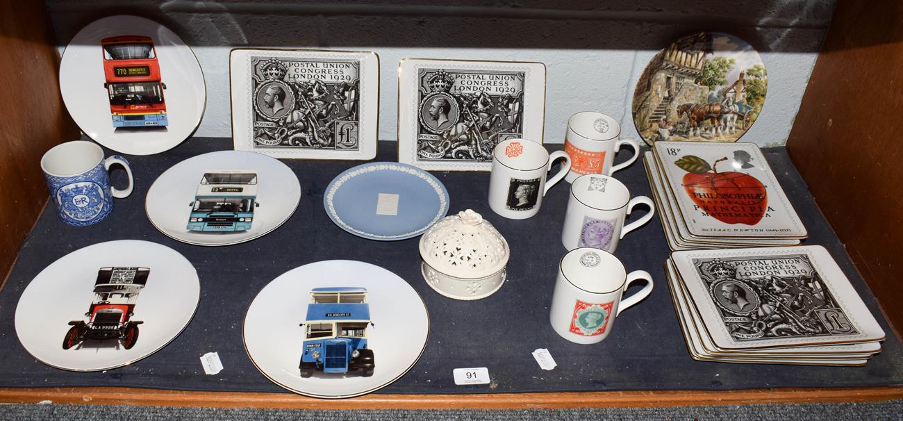 Lot 91 - Royal Mail fine porcelain collector plates depicting stamps, mugs, Wedgwood collector plates...