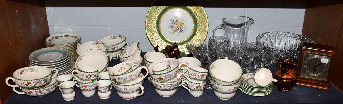 Lot 95 - Copeland Spode Chinese Rose pattern tea and dinner wares, quantity of crystal, mahogany cased...