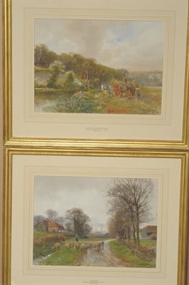 Lot 741 - Henry Charles Fox RBA (1860-1925) "Homeward"; "Scene near Warwick Castle" Both signed and dated...