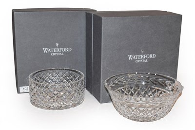 Lot 102 - Two boxed Waterford crystal bowls, 23cm diameter and 18cm (2)