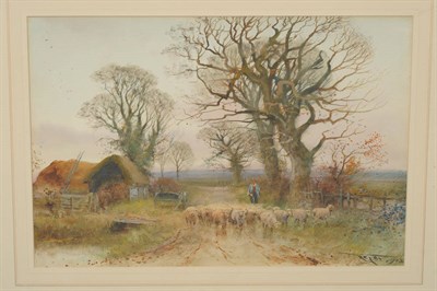 Lot 743 - Henry Charles Fox RBA (1860-1925) "Moving Pasture" Signed and dated 1912, inscribed on the...