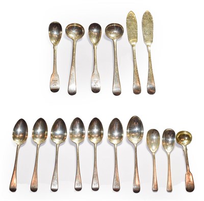 Lot 127 - A small collection of silver tea and conserve spoons including Georgian examples, Dublin and Exeter