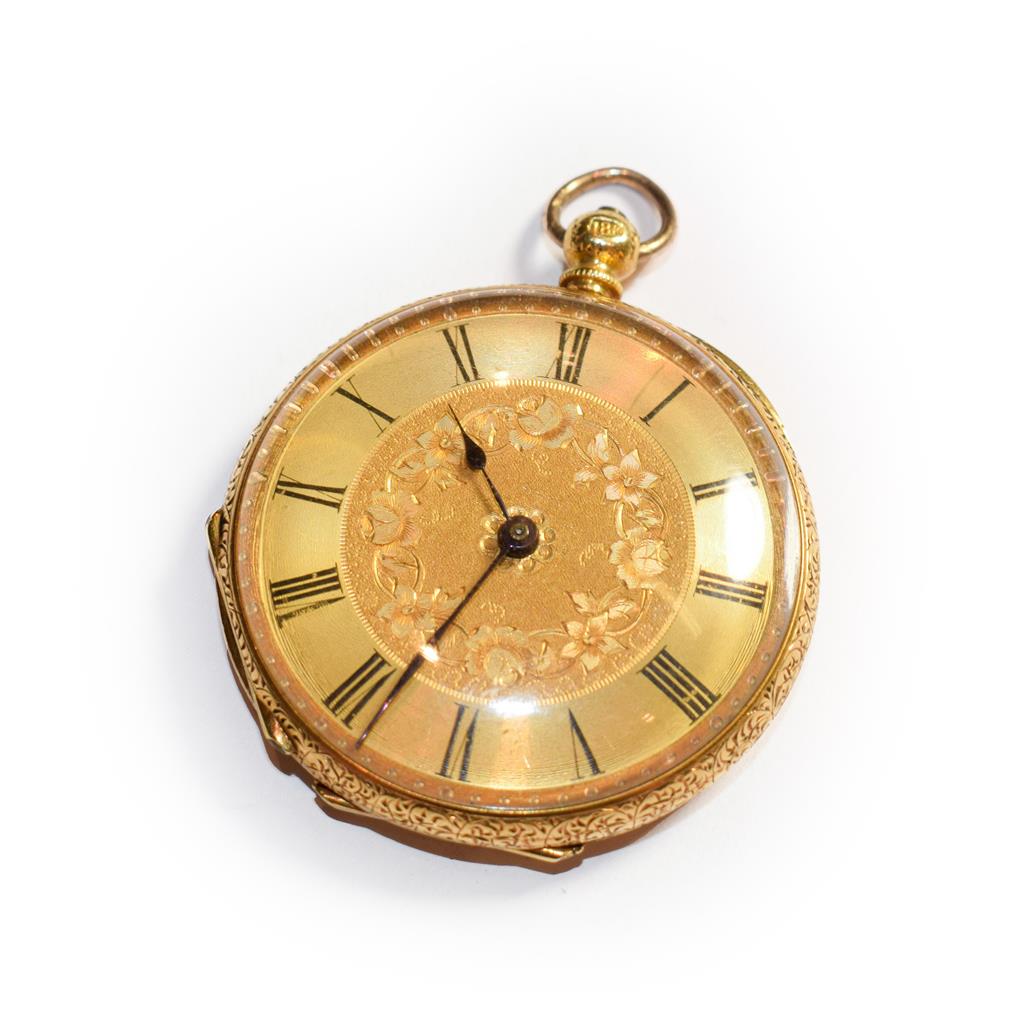 Lot 128 - A lady's fob watch, circa 1900, case stamped
