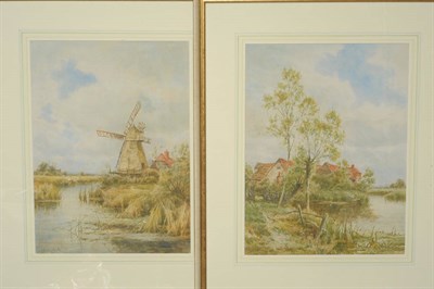 Lot 745 - Henry J. Kinnaird (fl.1880-1908) "An Old Mill, Burnham"; River scene with a man in a punt Both...