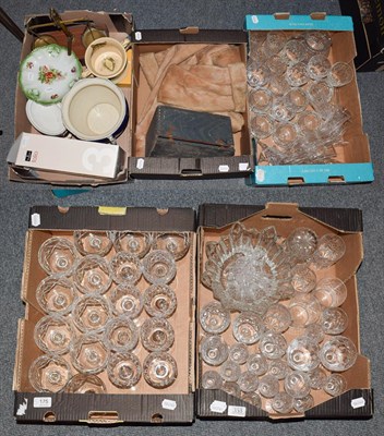 Lot 175 - Five boxes including crystal drinking glasses, furs, ornamental items etc (qty)