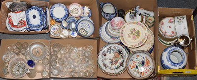 Lot 178 - Six boxes of assorted household ceramics and glass including Masons, Maling, drinking glasses etc