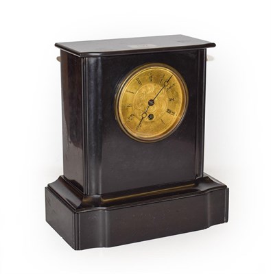 Lot 197 - A black slate mantel timepiece, circa 1895, to our understanding this clock was presented to Alfred
