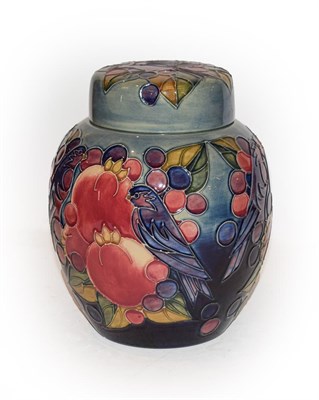Lot 201 - A modern Moorcroft ginger jar and cover decorated in the finches pattern with signed base