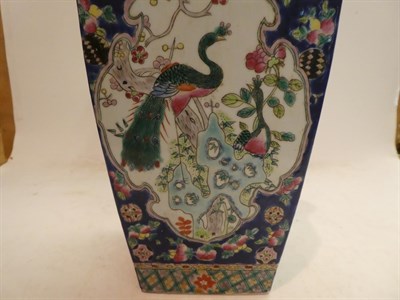 Lot 203 - A pair of 19th century Chinese canton vases with peacocks, exotic and figures in panels
