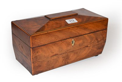 Lot 212 - A George III mahogany tea caddy with box wood link inlay and satinwood inlay with two lidded...