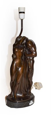 Lot 213 - A bronze resin sculpture after Wolfgang Schwartzkopff, modelled as two lovers, 52cm high...
