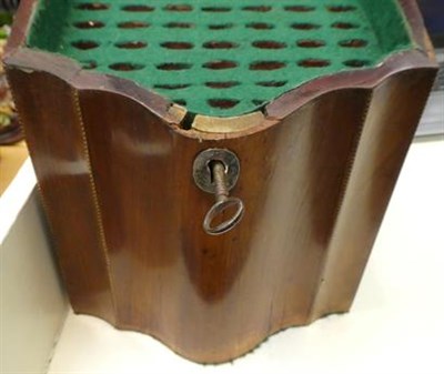 Lot 214 - A George III mahogany knife box, the cover inlaid with urn and star inlay to the inside with a...
