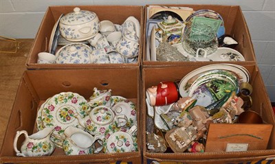 Lot 222 - Four boxes including a Spode Victoria pattern part tea and dinner service, J & G Meakin Studio...