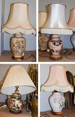 Lot 224 - Four various decorative pottery table lamps