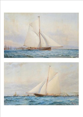 Lot 754 - Barlow Moore (fl.1863-1891) "Xanthe off Dartmouth"; "Xanthe" Both signed and dated 1891,...