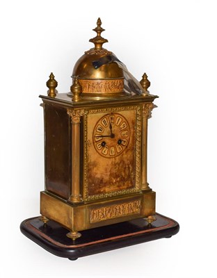 Lot 233 - A Japy Freres brass and gilt mantel clock with an eight day movement and a hand painted figural...