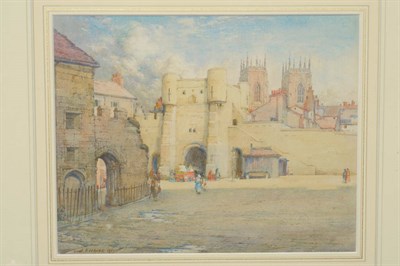 Lot 757 - Noel Harry Leaver ARCA (1889-1951)  "City Gate, York" Signed and dated 1917, pencil and...