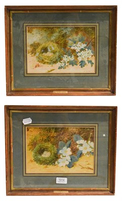 Lot 1014 - William Cruickshank (1848-1922) pair of still life with birds nests and eggs, signed mixed media on
