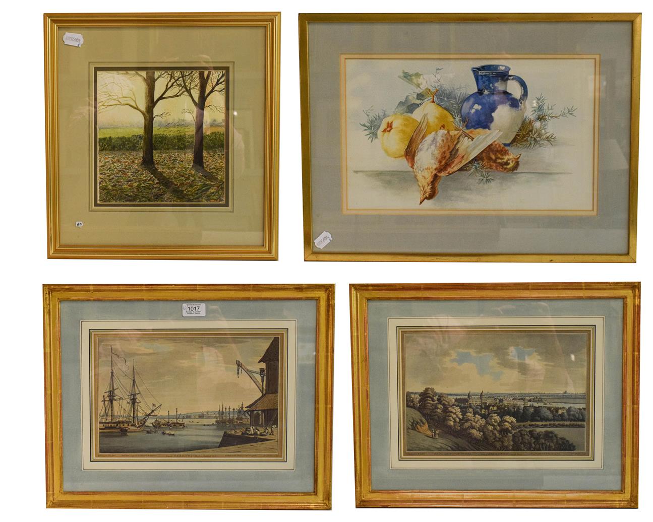 Lot 1017 - A pair of decorative prints of Greenwich, 21cm by 32cm, mixed media by Rupert Head and an...