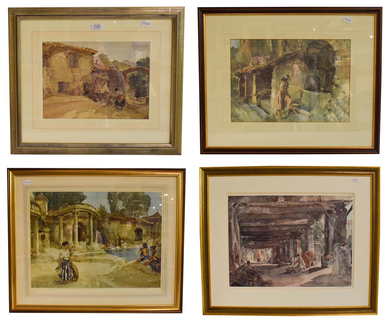 Lot 1020 - A collection of William Russel Flint (1880-1969) framed glazed prints, depicting European...