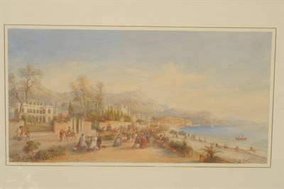 Lot 760 - Continental School (19th Century) Coastal scene with figures, possibly Chile Indistinctly...